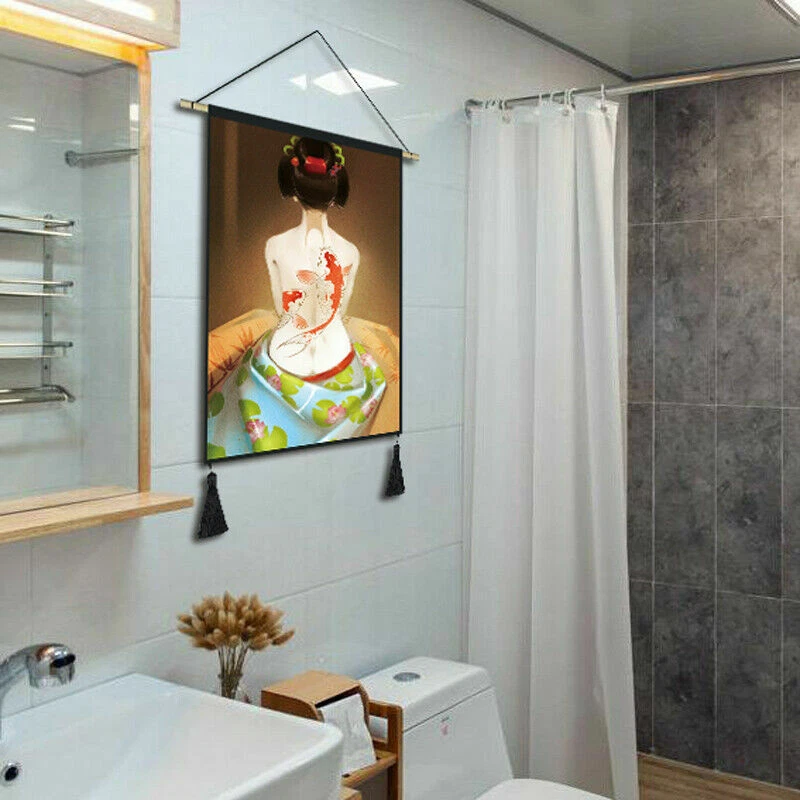 日本挂毯横幅旗帜壁挂图片家居装饰女仆花卉印花 — 第 3/4 张图片