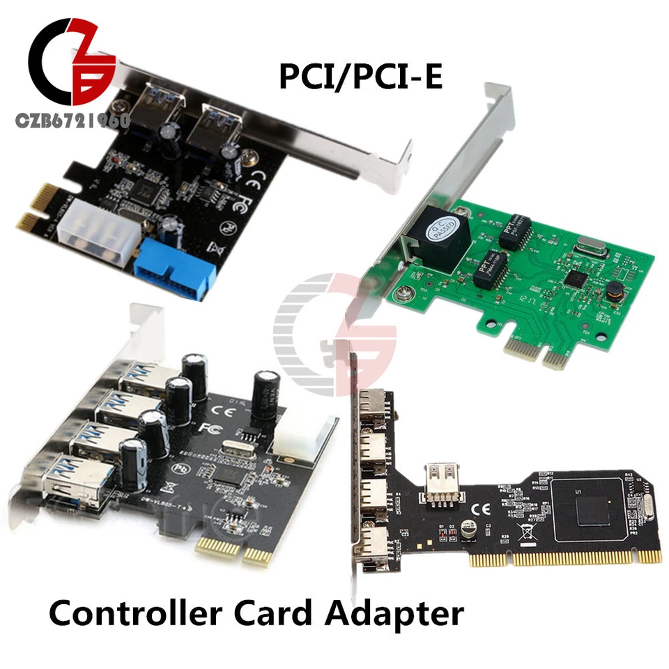 2/4/5 Ports PCI/PCI-E Express USB 2.0/3.0 10/100Mbit/s RJ45 Hub Card Adapter - Image 2 of 4