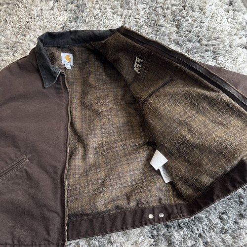 Vintage Carhartt Detroit Full Zip Jacket Blanket Lined J97 DKB Chocolate Fade L - Picture 9 of 12