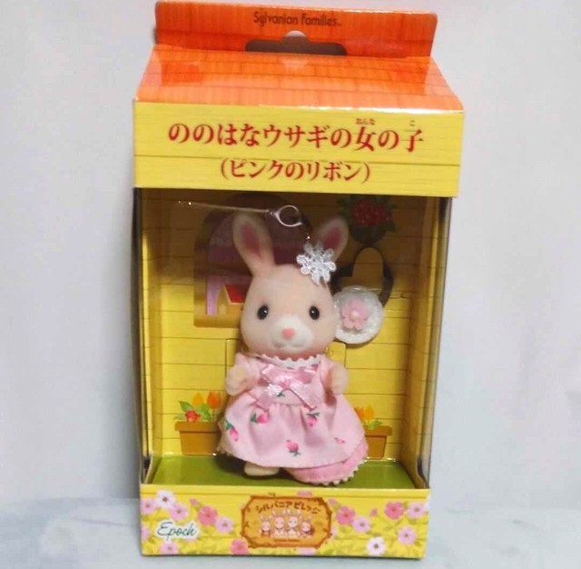 Sylvanian Families Nonohana WILDFLOWER RABBIT GIRL PINK DRESS RIBBON