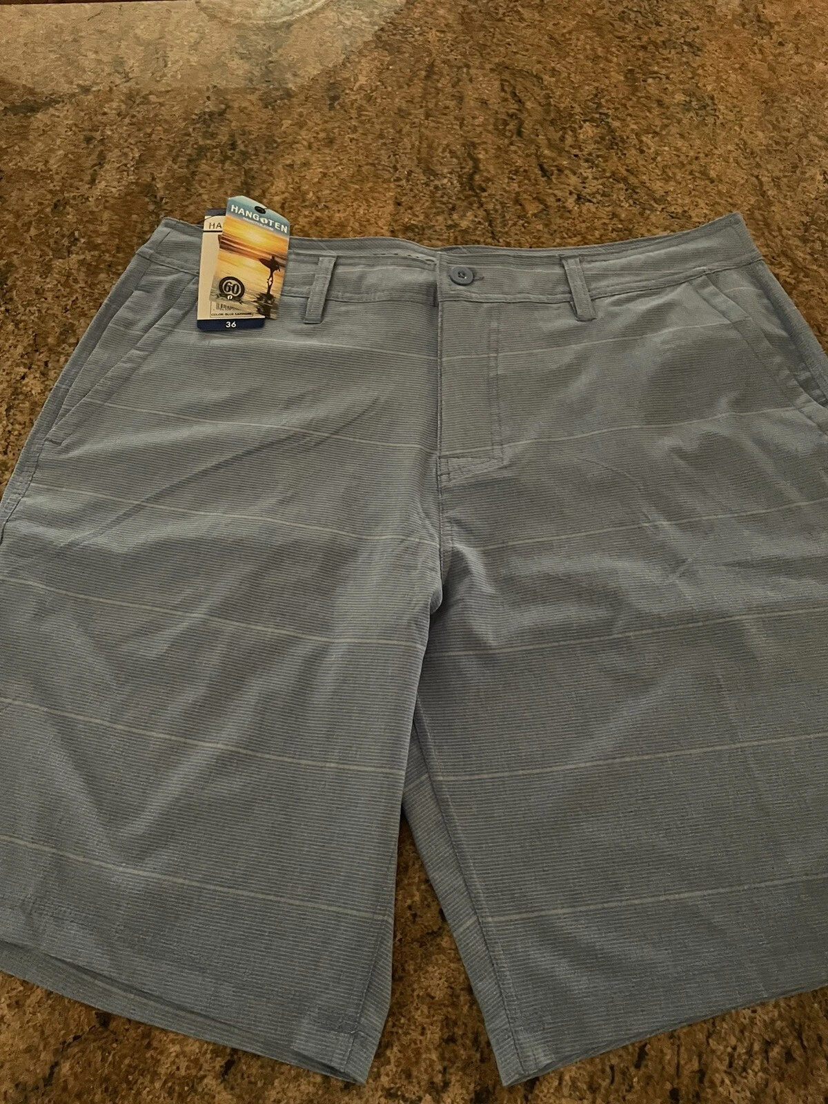 Hang Ten Shorts Men's 36 But Fits 38 Stretch Lightweight Quick-Drying Lt Blue