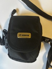 Vintage Canon Black Canvas Camera Case Pouch Gold Logo Point Shoot Bag Only