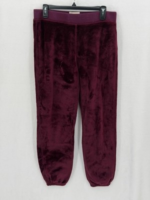 UGG Sweatpants Womens Large Burgundy Plush Fleece Joggers Lounge Cozy Teddy Fall
