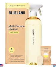 Eco-Friendly Multi-Surface Cleaner Set, Fresh Lemon, 4 Refill Tablets, 24 Fl Oz