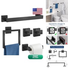 Gypie Bathroom Hardware Accessories Set 5-Piece 16in Black Wall Mounted