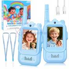 2Pcs Rechargeable Kids Video Walkie Talkies - Camping/Hiking Toys Ages 3-12