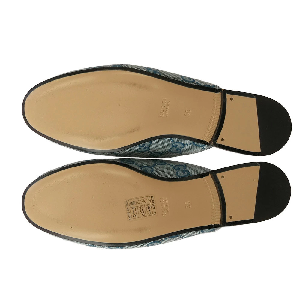 GUCCI 423514 GG Horsebit Denim Canvas Mule Princetown Slippers Sandals Light Blu thumbnail 6