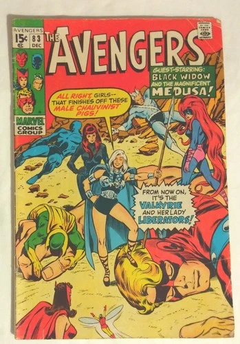 Avengers #83 1970 Vintage Marvel Comic Valkyrie Black Widow Medusa Iron Man Thor
