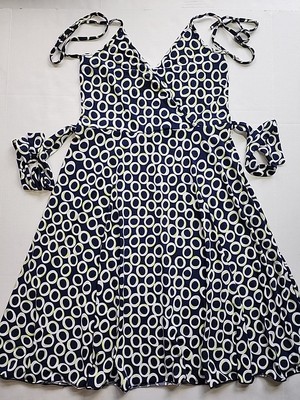 Y2K Hypnotik Womens Size M Geometric Multicolor Stretch Halter Dress Belted Vtg