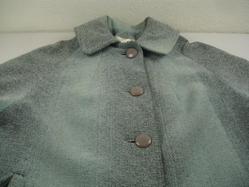 Cappotto donna M L vintage anni 20 art deco beaumist lungo lana pesante grigio nero tweed - Foto 7 di 16