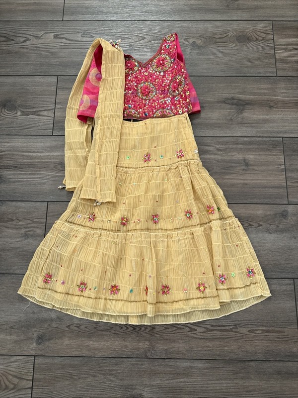 Girls Beige And Pink Lengha - Unbranded - Size 18
