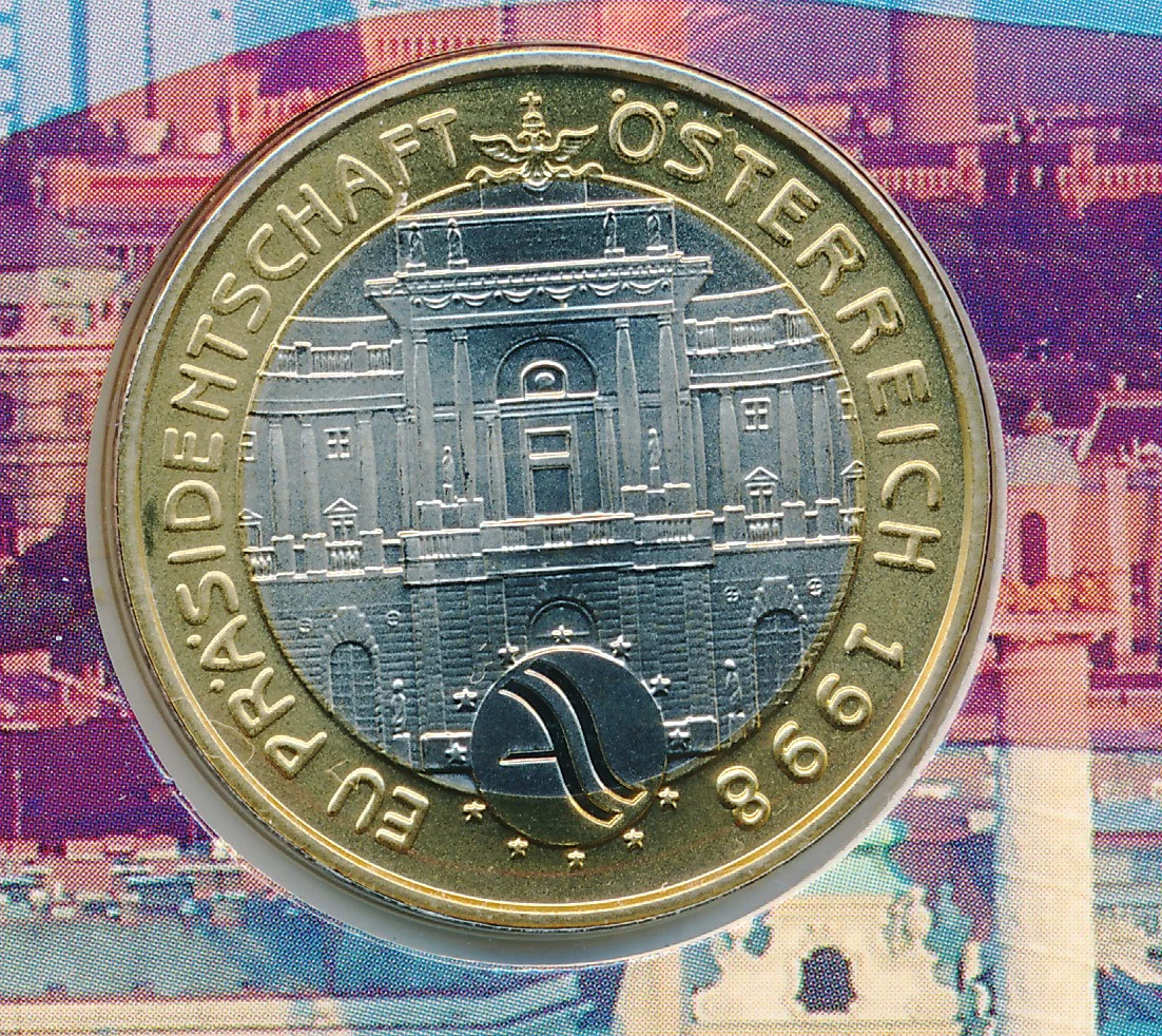Österreich Gedenkmünze 50 Schilling 1998 EU-Präsidentschaft im Folder