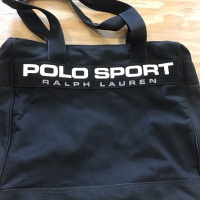 Polo Sport Ralph Lauren Tote Bag Unisex Large Black Canvas Vintage