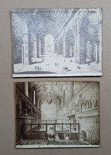 2 Foto Antiche Cartonate Inizi 900 - Cappella Sistina e San Pietro - 25 x 19 cm