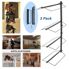 2 Pack Wall Mounted Saddle Rack 4 Tier Steel Horse Saddle Stand 88lb per Shelf