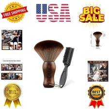 Barber Neck Duster Brush Wood Handle with Hook for Hair Cutting  Neck brush B...