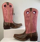Ariat Junction Performance Western Boots Womens Size 8 Pink Leather Square Toe