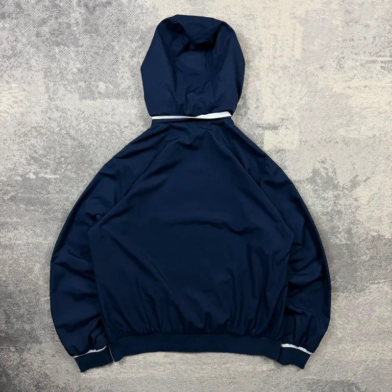 Lacoste Windbreaker Medium Men’s Navy White Graphic Print Logo Full Zip Hooded image 5
