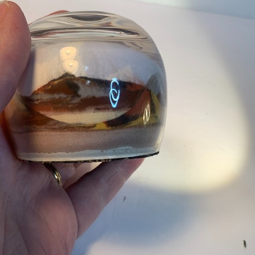 Glas Wüstensand Kunst Briefbeschwerer Handarbeit Bergszene, LESEN - Bild 14 von 17
