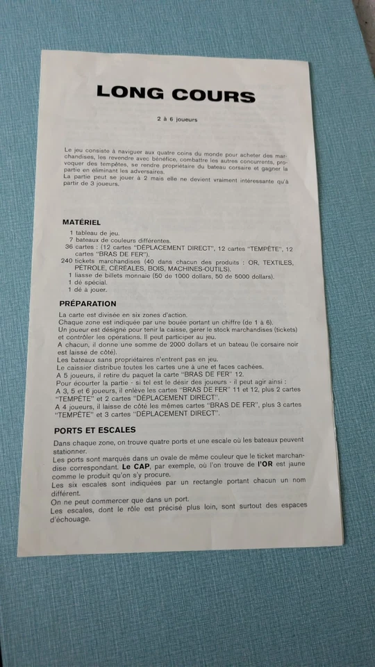 Jeu de société "Long cours" MIRO 1977 (vintage) - Photo 4/4