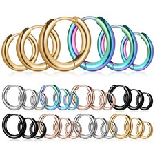 15 Pairs Cartilage Earrings Small Hoops Titanium Earrings Set for Women