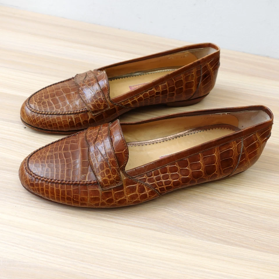 Mocasines Susan Bennis Warren Edwards cocodrilo mujer 8 coñac piel de cocodrilo ITALIA DE COLECCIÓN Foto 2 de 4