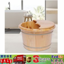 Foot Bath Barrel Soaking Bath Tub Bucket Wooden Washing Sauna Foot Basin W/Lid