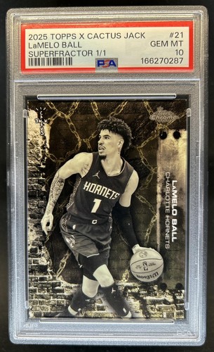 2025-26 Topps Chrome x Cactus Jack LaMelo Ball Superfractor #1/1 Hornets PSA 10