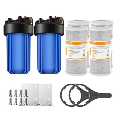 2Pack 10 Inch Whole House Water Filter Housing Filtration System &4P CTO Carbon