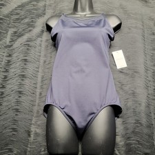 Capezio Lace Back Camisole Leotard Midnight Ocean Eyelet Neck Deep V-back SZ XL