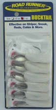 Blakemore 1009-01 Striper Bucktail Road Runner 1 oz White Card of 6