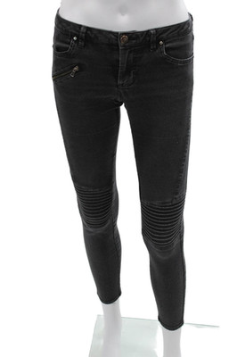 Zara Basic Womens Skinny Ankle Jeans Black Mid Rise Size 2