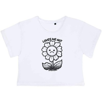 ''Loves Me Not Sad Flower'' Damen Baumwoll Crop Tops (CO061256)