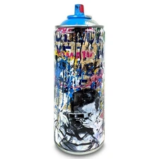 Mr. Brainwash, "Smile (Cyan)" Limited Edition Hand Painted Spray Can with Plate