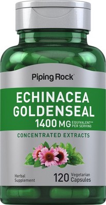 Echinacea Goldenseal Capsules | 1400mg | 120 Capsules | Non-GMO | by Piping Rock
