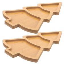2 PCS Christmas Tree Platter Tray Charcuterie Board Serving Treat Plates