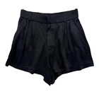 Zara Shorts Womens Small Black High Rise Pleated Satin Dressy Pockets NWT