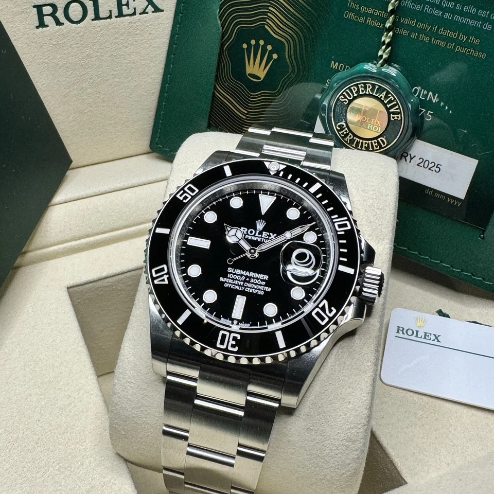 NUEVO SIN USAR 2025 41mm Rolex Submariner Fecha 126610LN Bisel Negro PEGATINAS DE FÁBRICA Foto 3 de 4