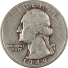 1949 D Washington Quarter G Good Silver 25c Coin