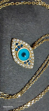 Kette gelbgold 585 mit anhänger Blaue Auge, Erbsenkette 2.52g. Collier, Gold