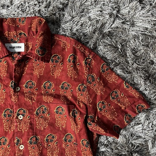 Taylor Stitch The Short Sleeve Hawthorne Shirt Rust Floral Size 36 Red Casual - Picture 5 of 16