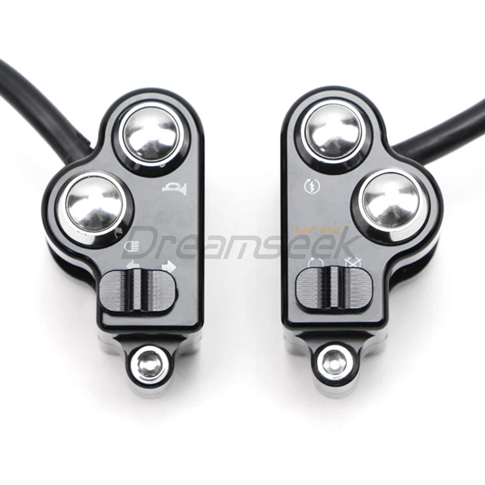 25mm Universal Lenkerschalter Horn Taster Kontrolle für Harley Suzuki Schwarz - Bild 2 von 4