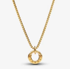 NEW❗️Pandora 14K Solid Gold Signature I-D Pendant Chain Necklace 352229C00-45