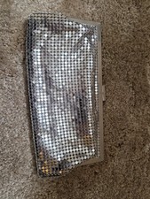Styleco. Silver Beaded Satin Clutch Bag Bridal Handbag