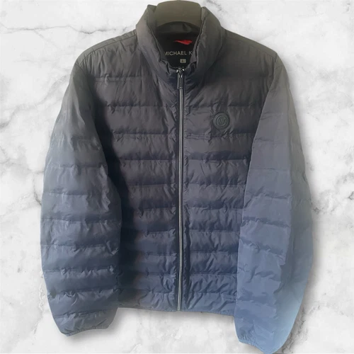 Cappotto giacca uomo grande Michael Kors in lega blu navy chiaro puffer