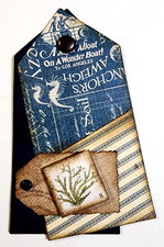 Nautical Tag Ocean Sea 3D 153 OOAK Handmade Altered Books Journals 2.5" x 3.75"