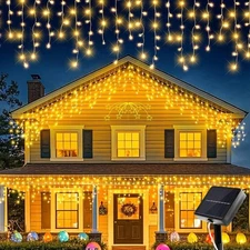 Solar LED Icicle String Lights Outdoor Waterproof Christmas Fairy Lights
