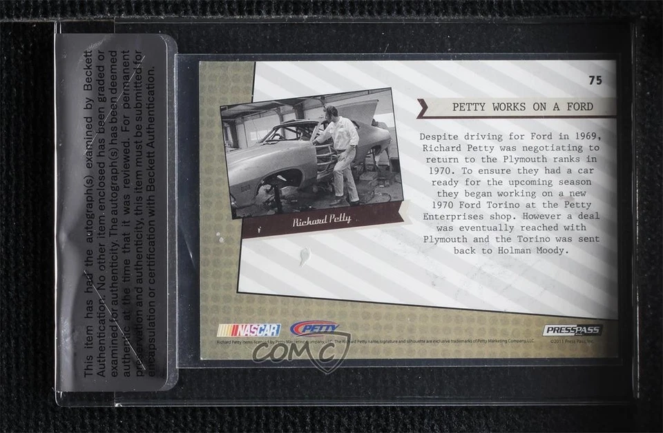 BAS 2011 Press Pass Legends Inside Scoop Richard Petty Beckett Auth Sticker HOF - Image 2 of 2