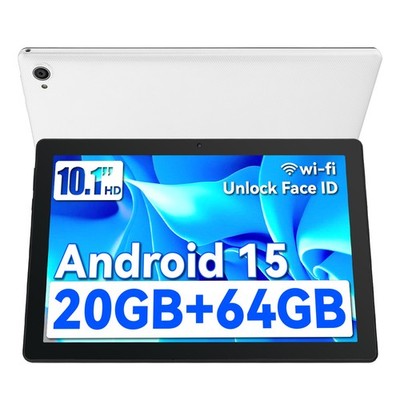 10.1 inch Android 15 Tablet, 20GB RAM 64GB Storage, WIFI 2.4G+5G, 5MP+8MP