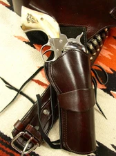 Western Cross Draw Gun Holster with Belt – Full-Grain Leather – Fits 4" to 6.5" 